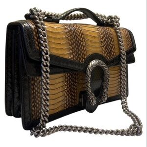 Gucci Black and Tan Crossbody Bag with Chain